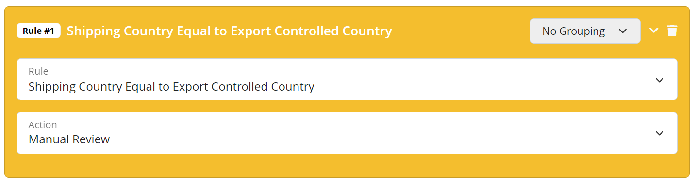 Export controlled country validation rule