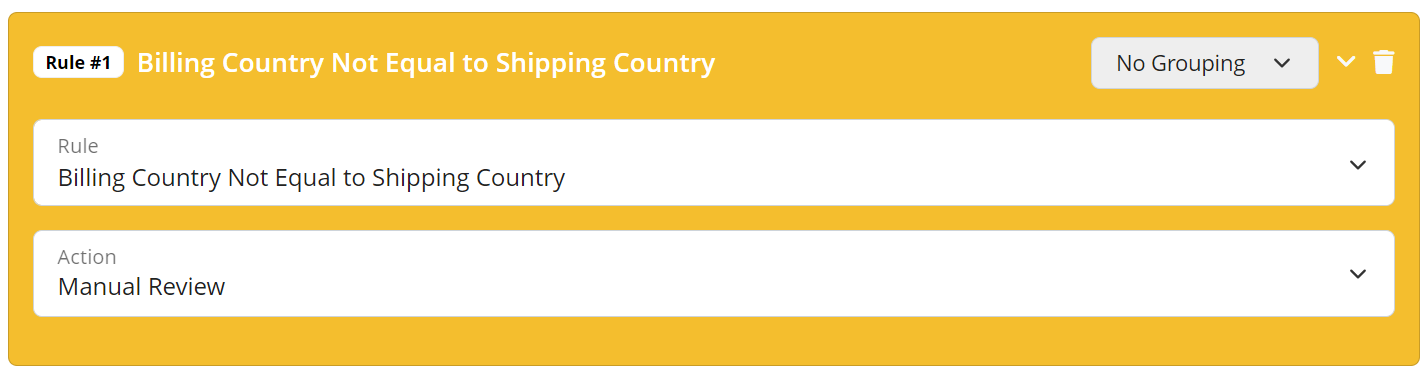 Billing country not equal to shipping country