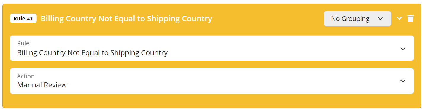 Billing Country Not Equal To Shipping Country Validation Rule