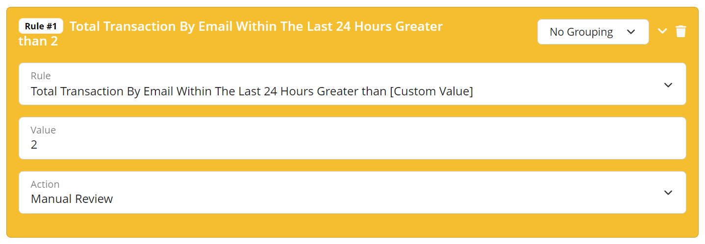 Total Transactions By Email Within The Last 24 Hours Validation Rule