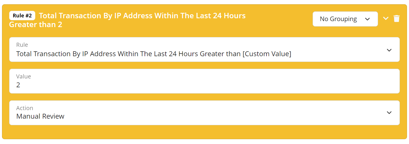 Total Transactions By IP Address Within The Last 24 Hours Validation Rule