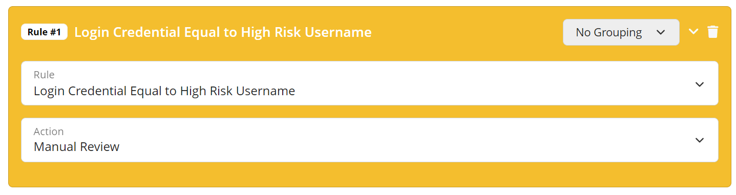 High risk username validation rule