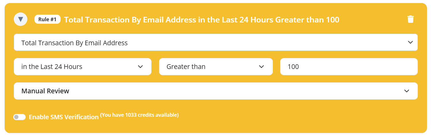 Transaction Velocity Rule by Email