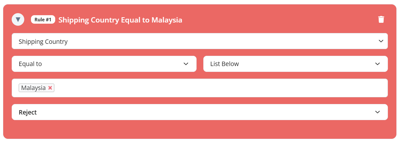 Shipping Country rule