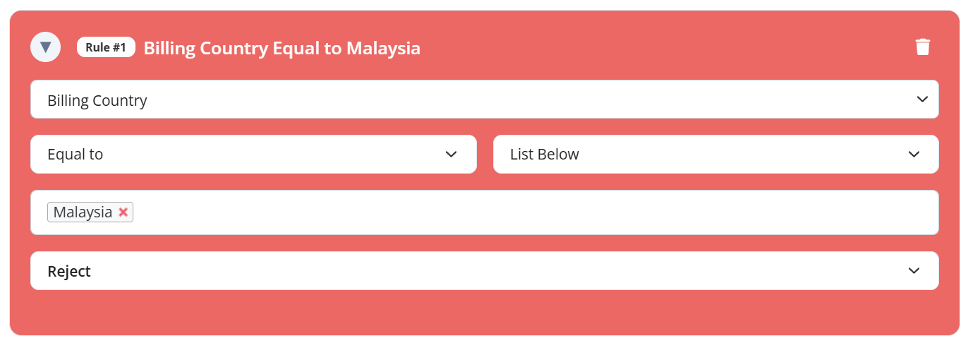 billing country rule