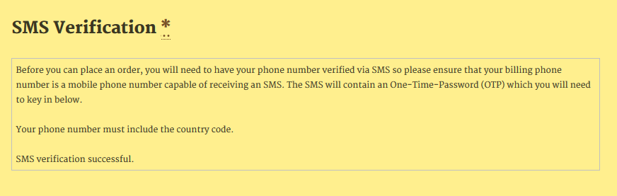 SMS verification is successful message