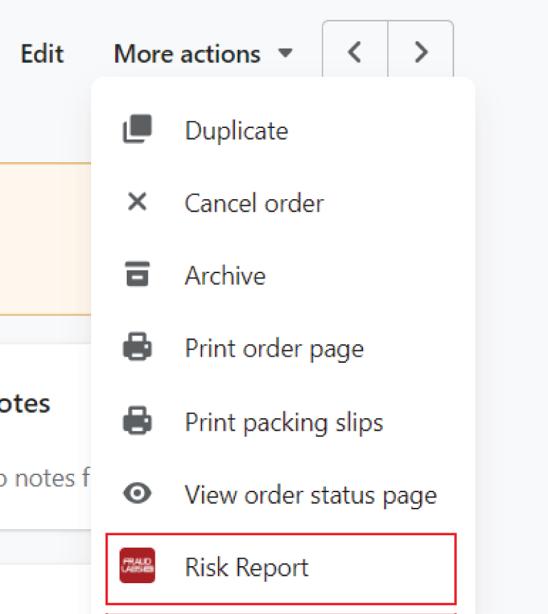 FraudLabs Pro Shopify Risk Report Screenshot