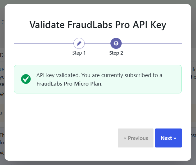 Validate FraudLabs Pro API Key