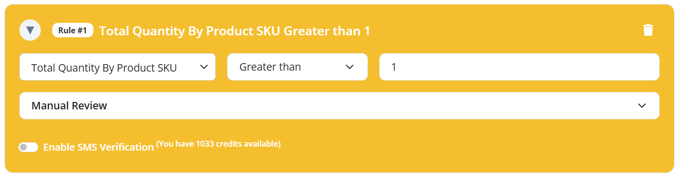 SKU Quantity Validation Rule