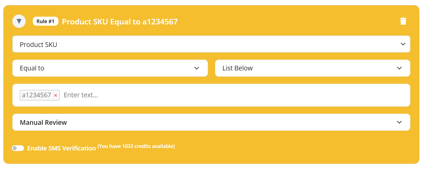 Product SKU Validation Rule