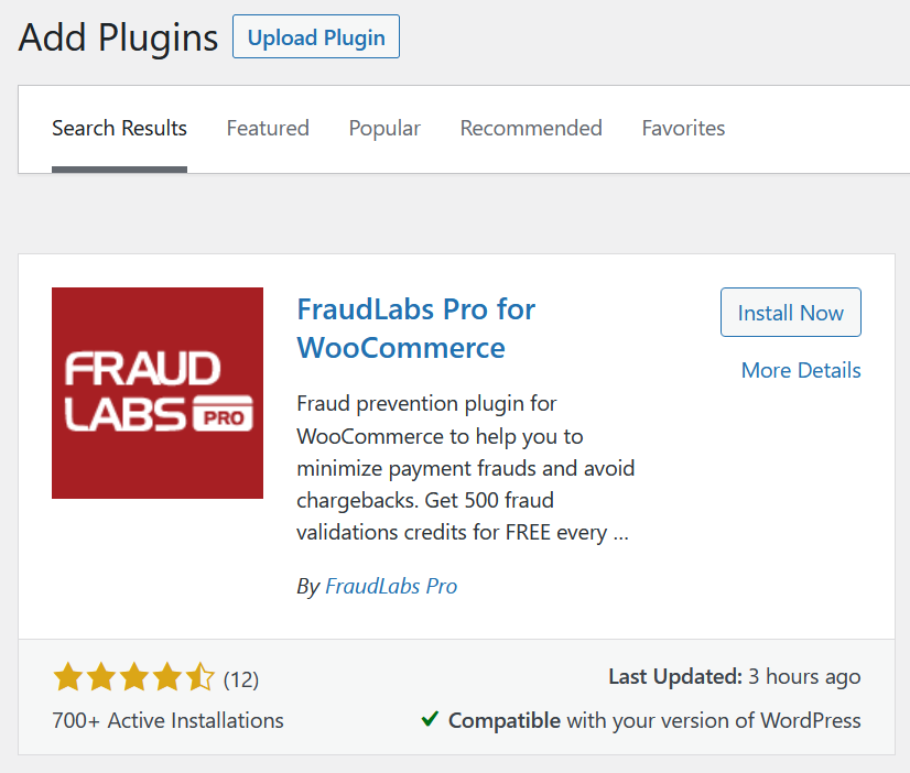 Install FraudLabs Pro WooCommerce plugin