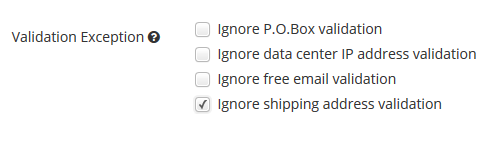 ignore shipping address validation