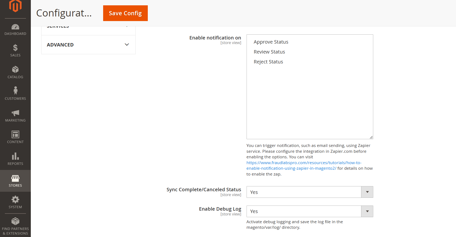 FraudLabs Pro Magento 2 Settings