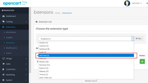 setup fraud protection in OpenCart