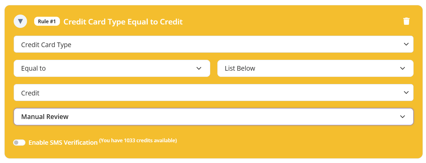 credit card type validation rule
