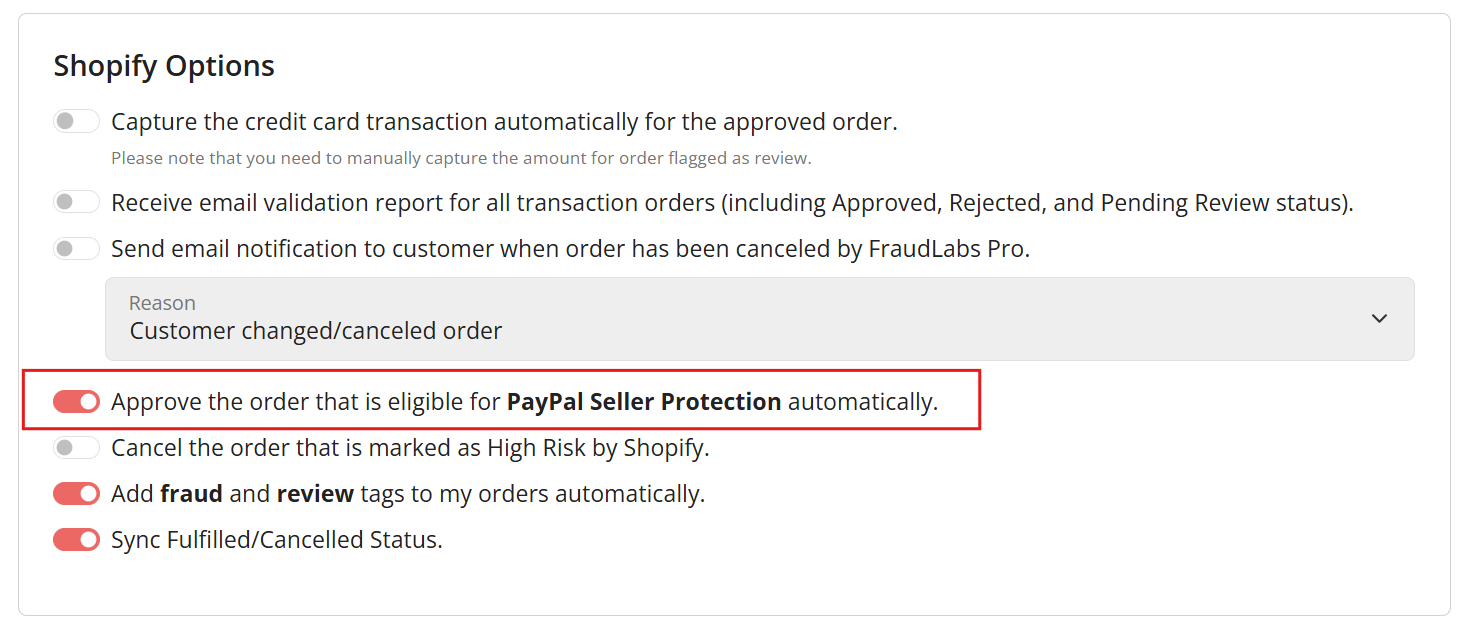 PayPal Seller Protection option