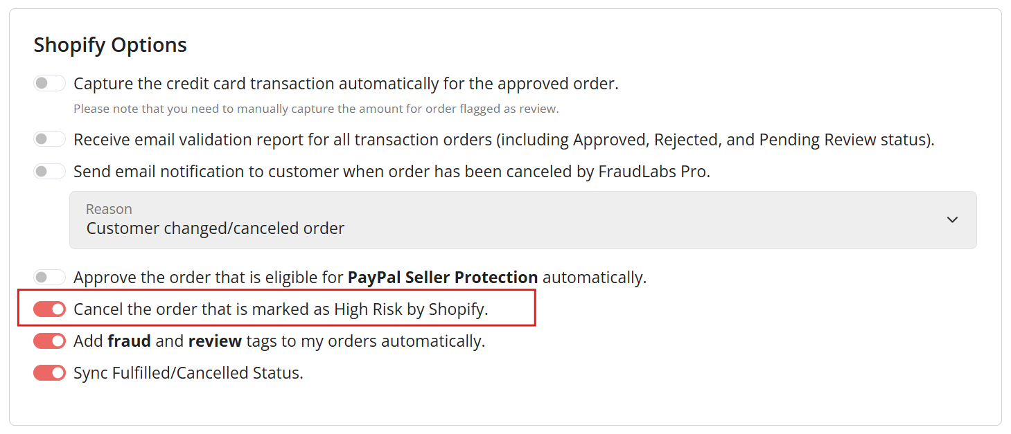 Cancel a high risk order on Shopify 