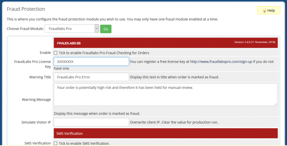 FraudLabs Pro External Plugin Settings