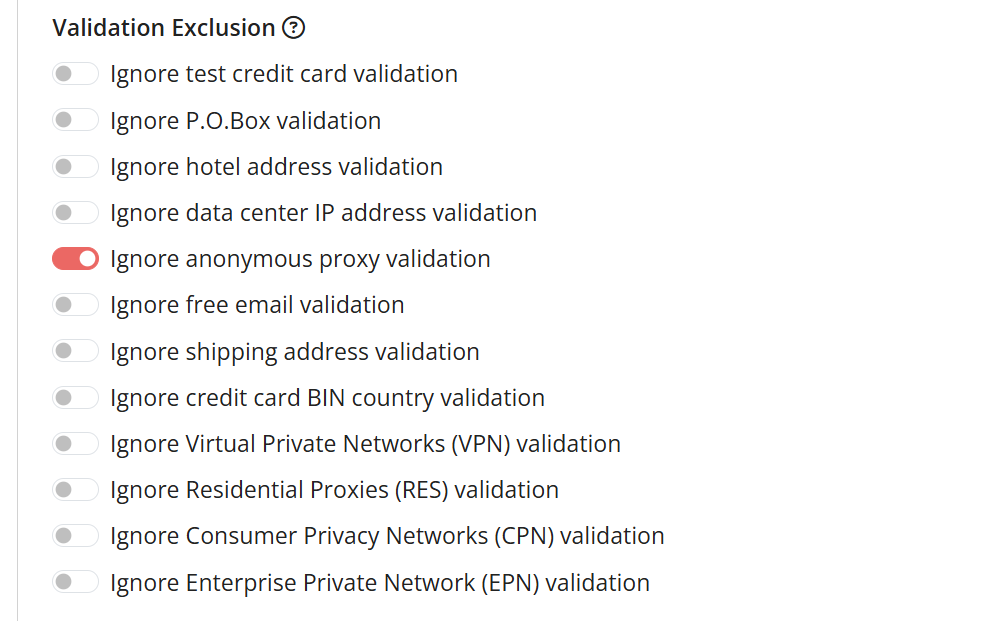 FraudLabs Pro Merchant Settings