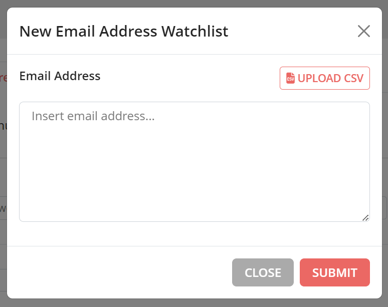 Add Email Address to Watchlist