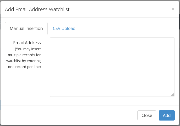 Add email address into Watchlist