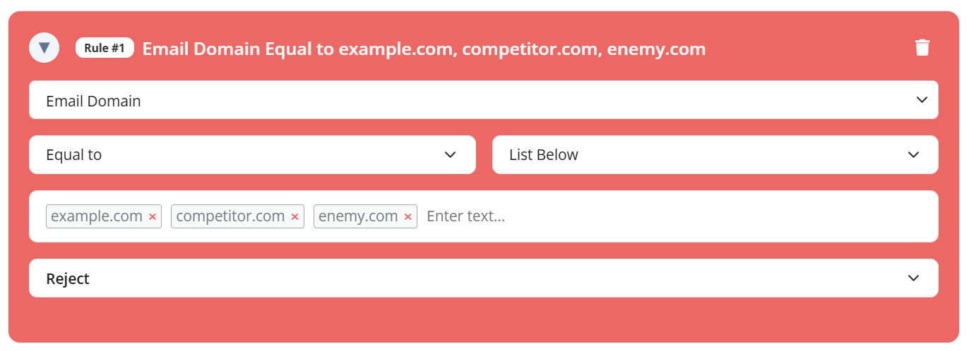 Email domain validation rule