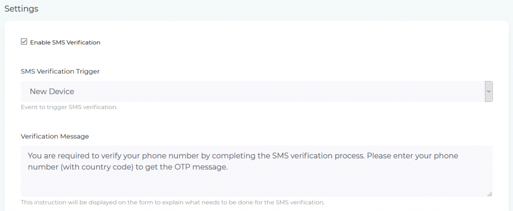 Settings of SMS Verification for New Device on Shopify