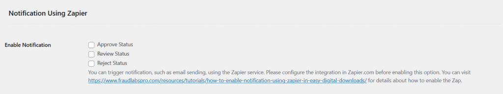 Easy Digital Downloads enable Zapier notification