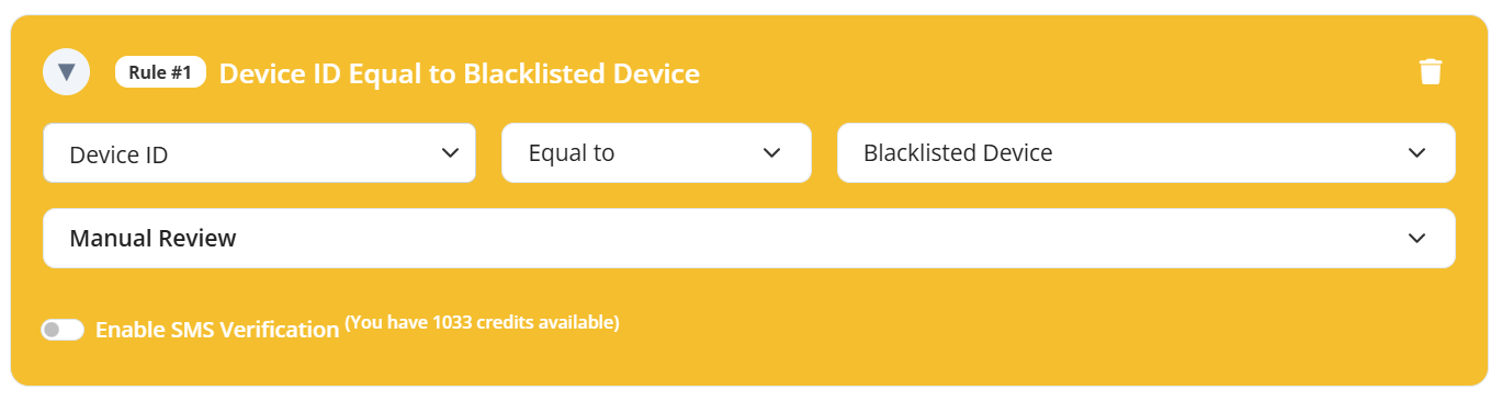 Device validation rule
