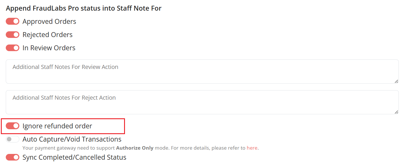 Enable Ignore refunded order option under Settings
