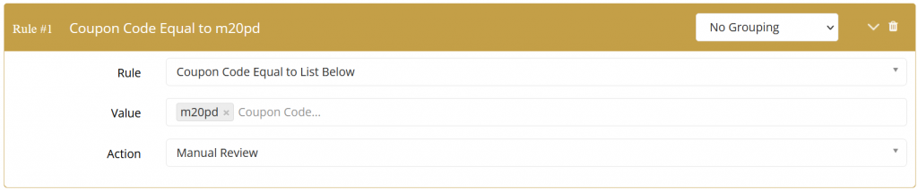 Rule configuration for coupon checking