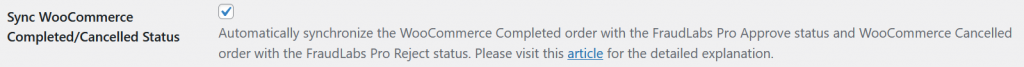 Synchronize the WooCommerce order status with the FraudLabs Pro status