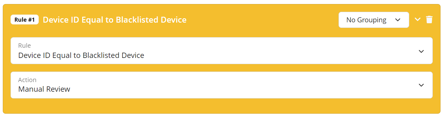 Device validation rule