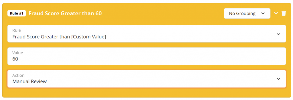 Fraud score validation rule