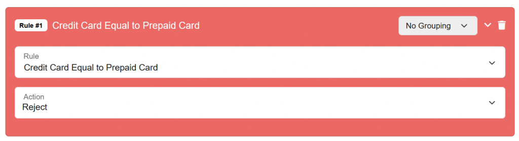 FraudLabs Pro validation rule to reject a prepaid card