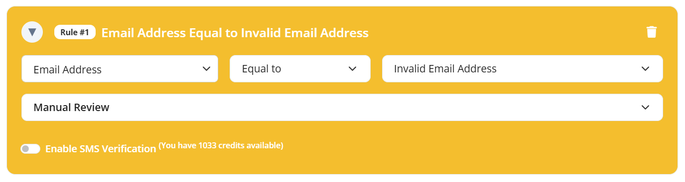 Invalid Email Address Validation Rule Configuration