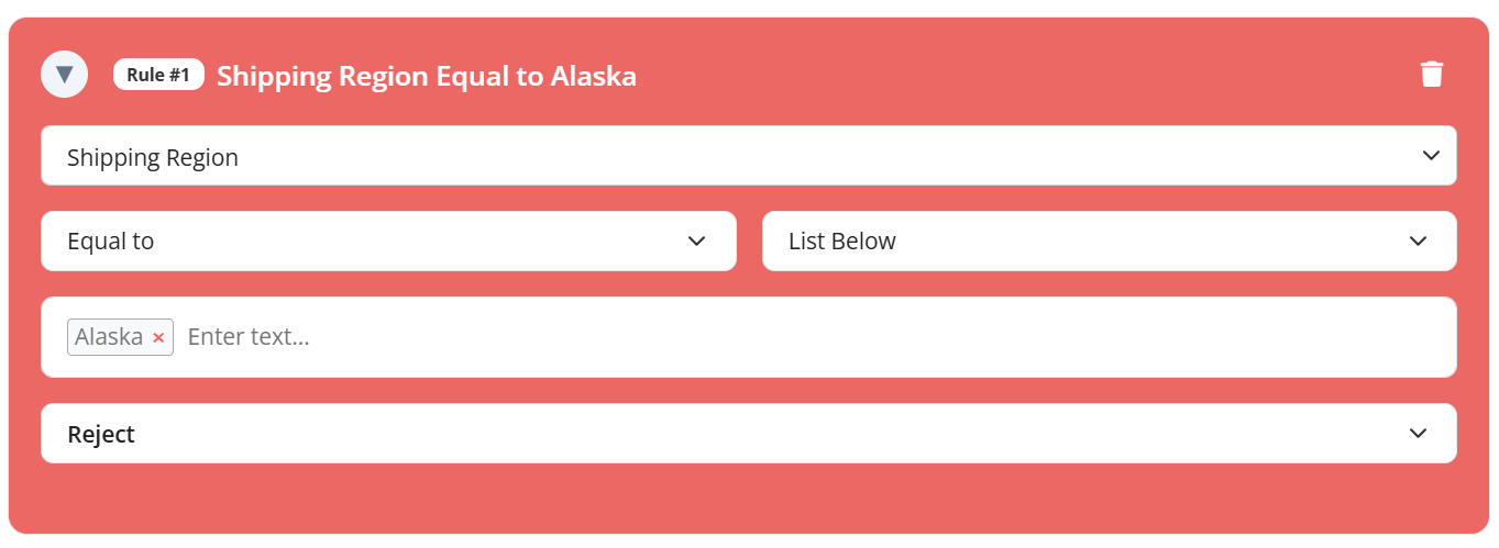 Block Orders Based on Shipping Region