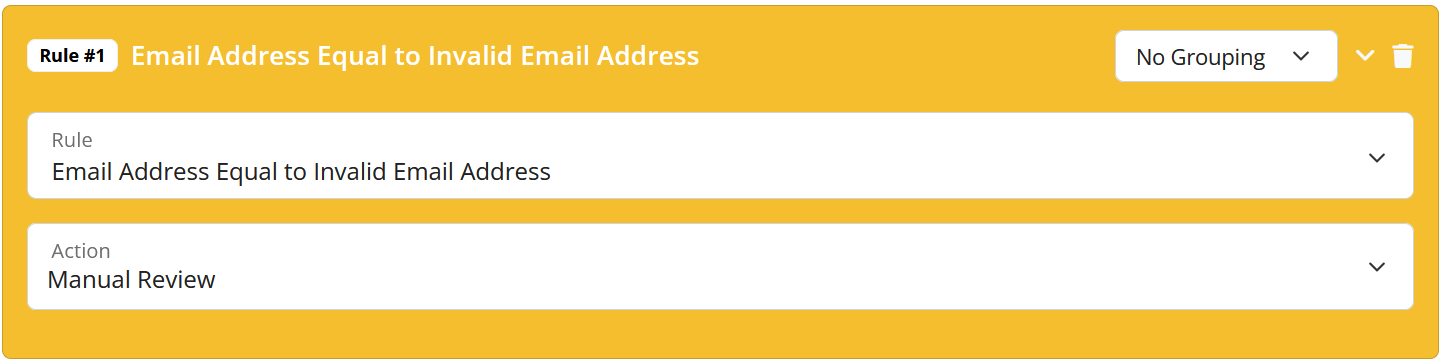 Invalid Email Address Validation Rule Configuration