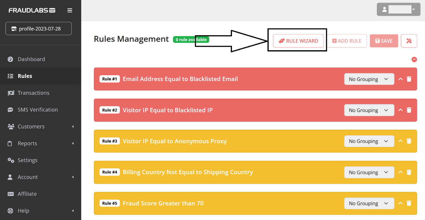 Enable the Validation Rules Recommendation Wizard by clicking on the Rule Wizard button