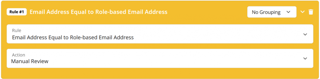 Example of validation rule for Role-based Email Address Validity