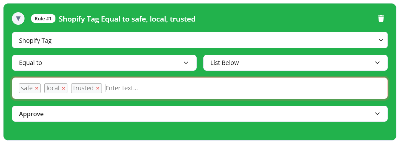 Shopify tag validation rule
