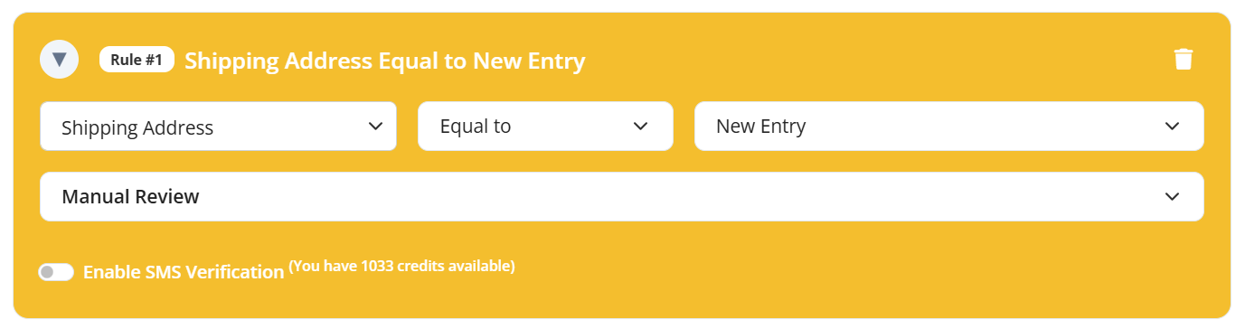 Shipping Address New Entry Validation Rule Configuration