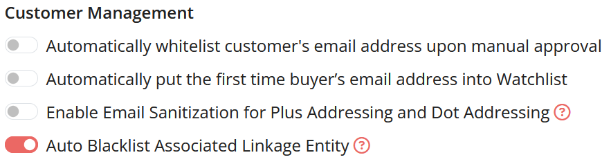 Enable the Auto Blacklist Associated Linkage Entity in FraudLabs Pro Merchat Area Setting page
