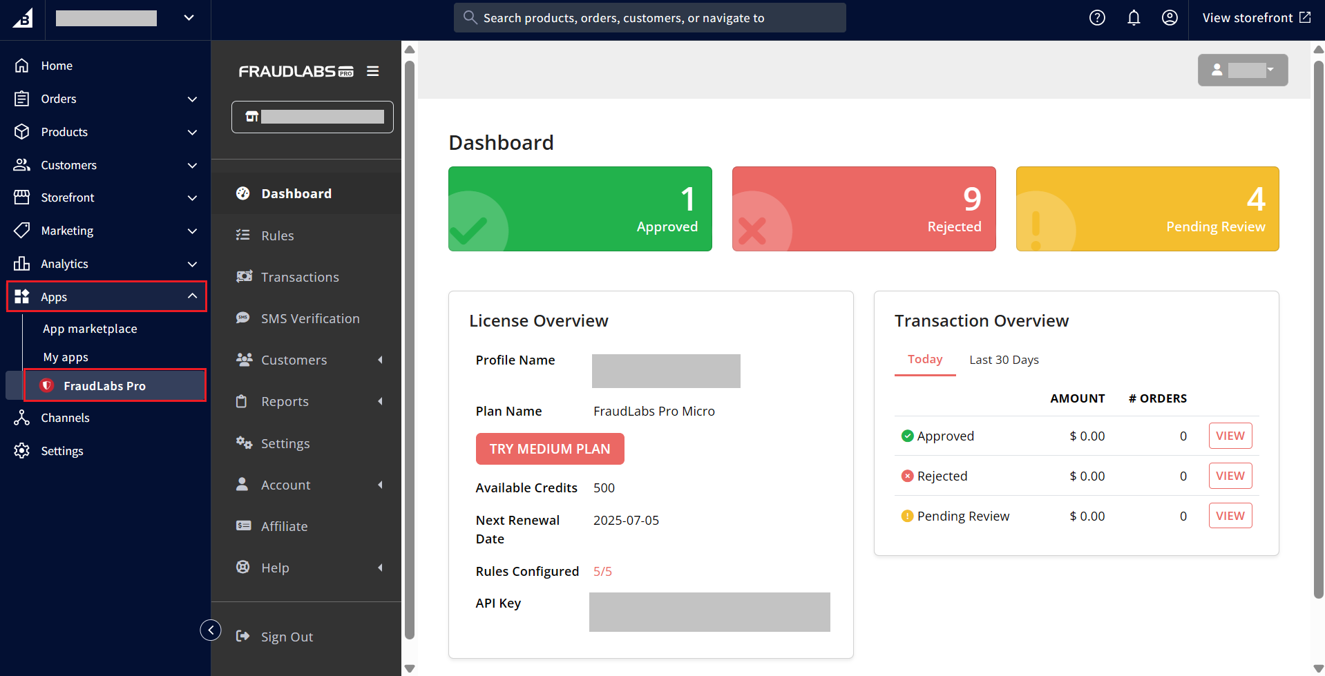 FraudLabs Pro fraud prevention plugin in BigCommerce