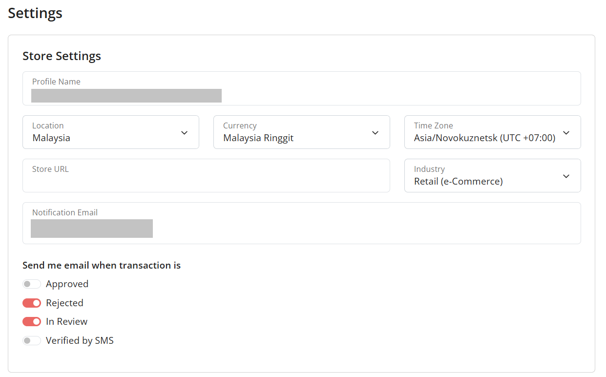Store Settings of fraud prevention plugin in BigCommerce