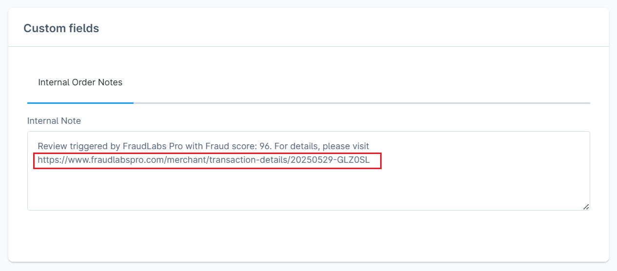Internal Note about Shopware order