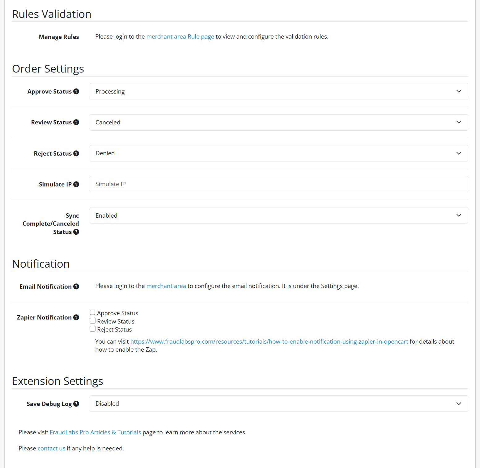 FraudLabs Pro Other Settings