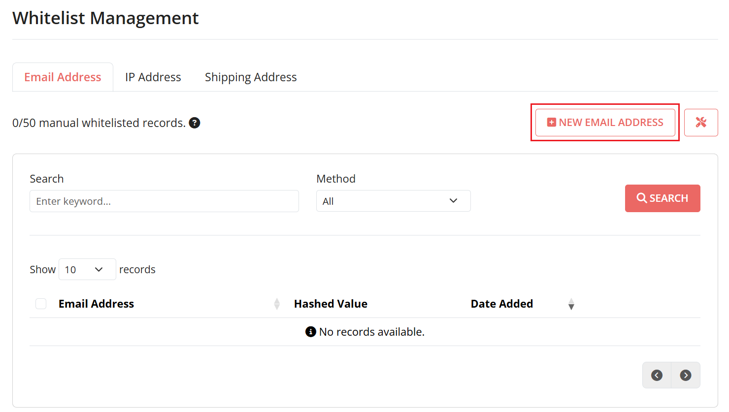 Email Whitelist