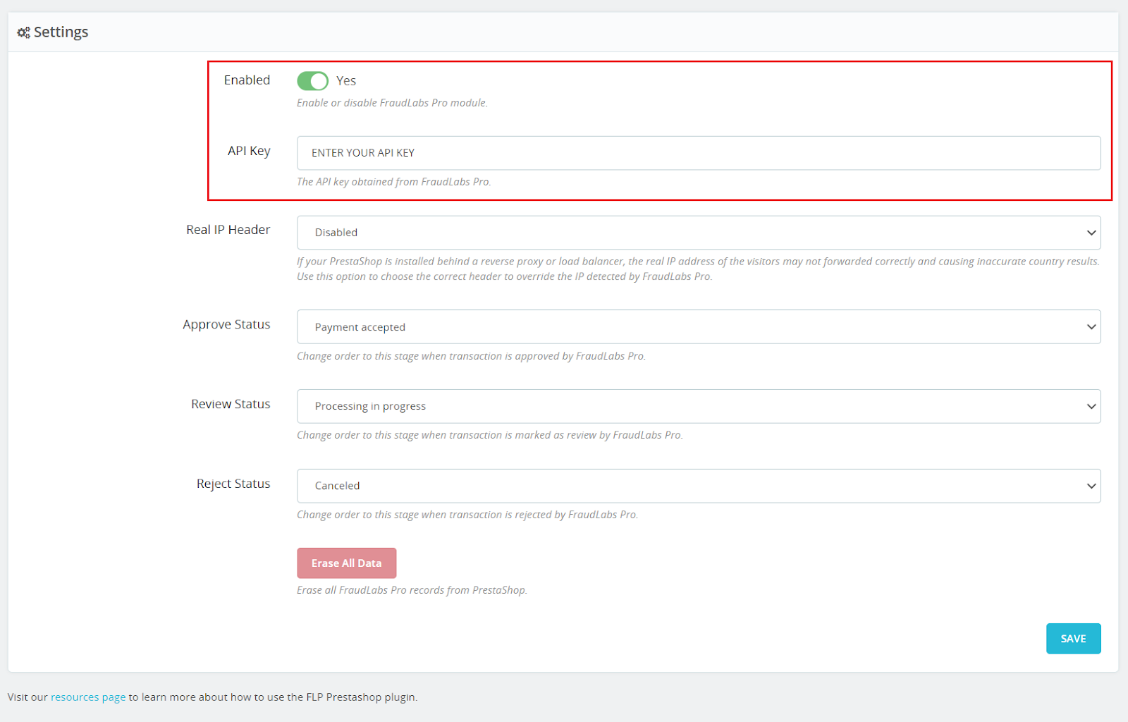 FraudLabs Pro Settings