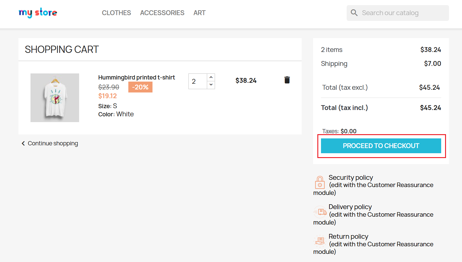PrestaShop Checkout Page